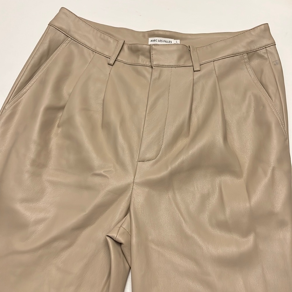 Avec Les Filles Vegan Super Soft Leather Wide Leg Crop Women’s Size L